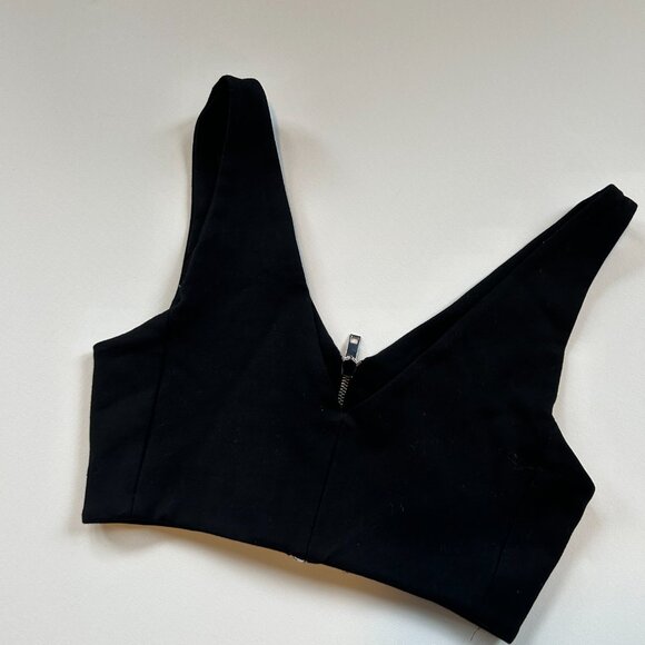 Zara Black Bralette Crop Top - Black Crop top with Zipper - Picture 5 of 8